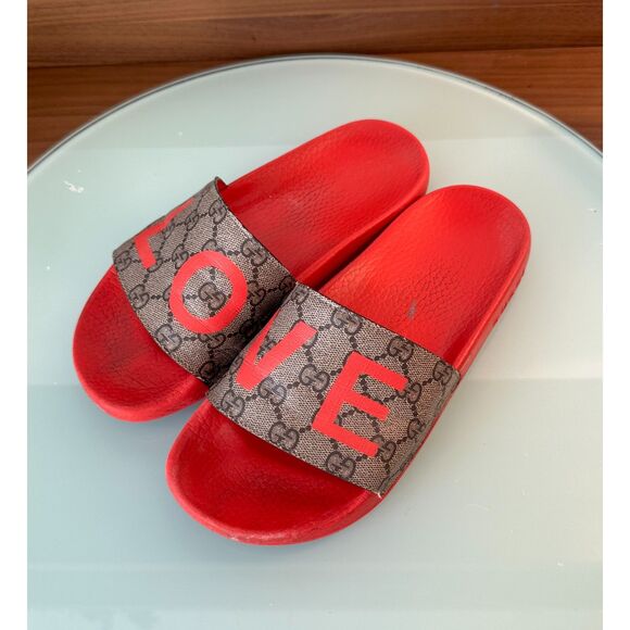 Gucci GG Supreme “LOVE” Slide Sandals – Red – Size EU 37 – Authentic - Picture 6 of 6